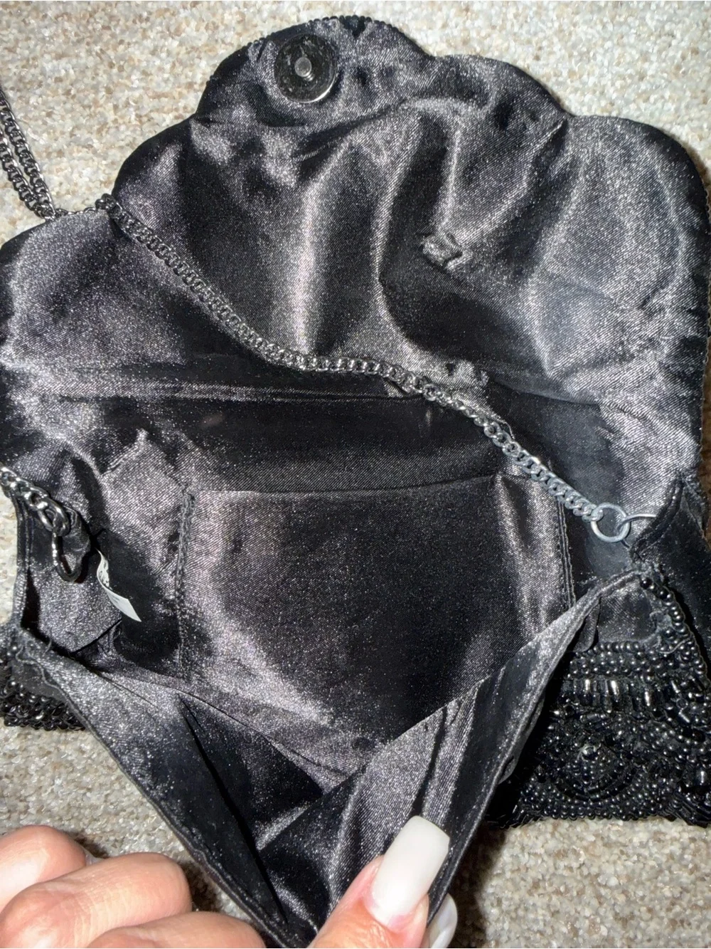 Elegant Black Beaded Evening Clutch